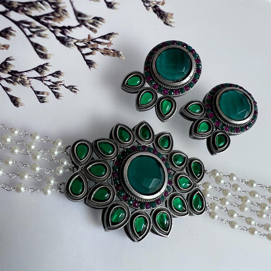 ENA BIJOUX PREMIUM AND EXCLUSIVE SEMI HANDMADE CHOKER WITH EARRINGS CH140