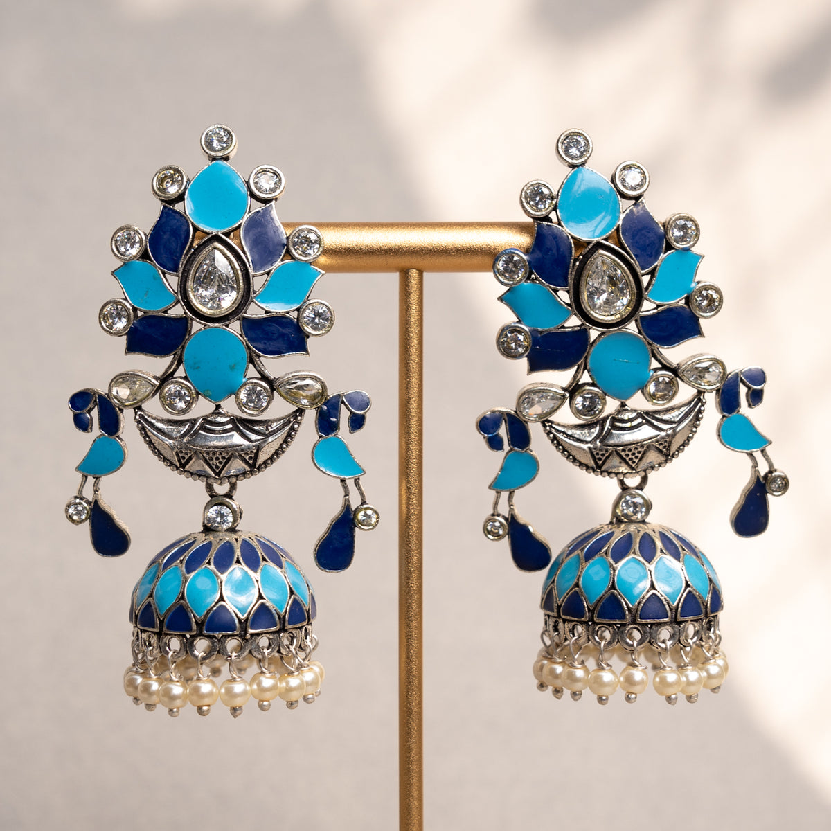 SALOME ENAMEL ANTIQUE SEMI HANDMADE EARRINGS/JHUMKAS ER781