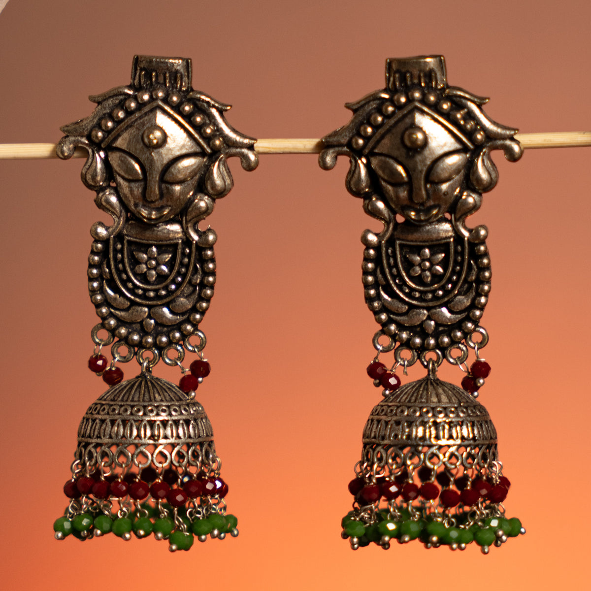MAA DURJA OXIDIZED RAW ANA RUSTIC EARRINGS/JHUMKAS ER717