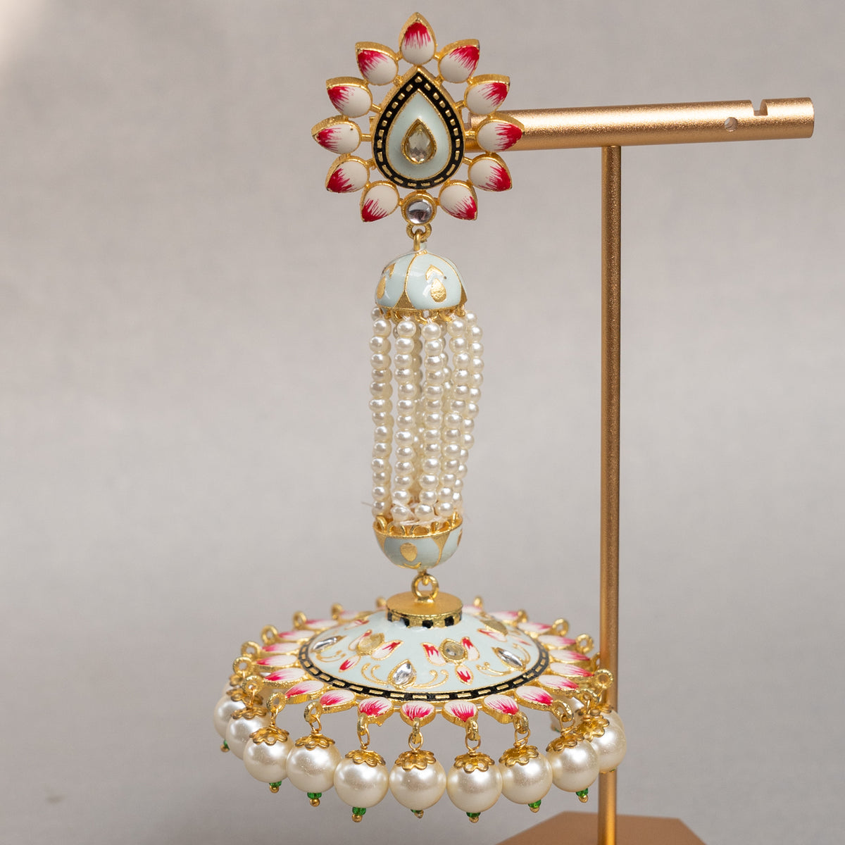 GOLD-TONE MEENAKARI SEMI HANDMADE JHUMKAS EARRINGS ER86