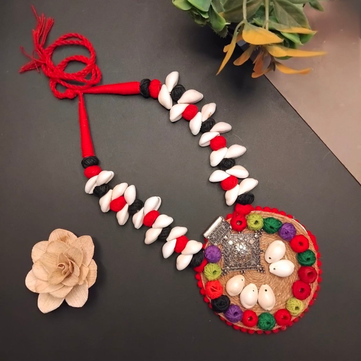 APSARA FABRIC AND BEADS HANDMADE AND HANDSTICHED MALA/ NECKPIECE ML95