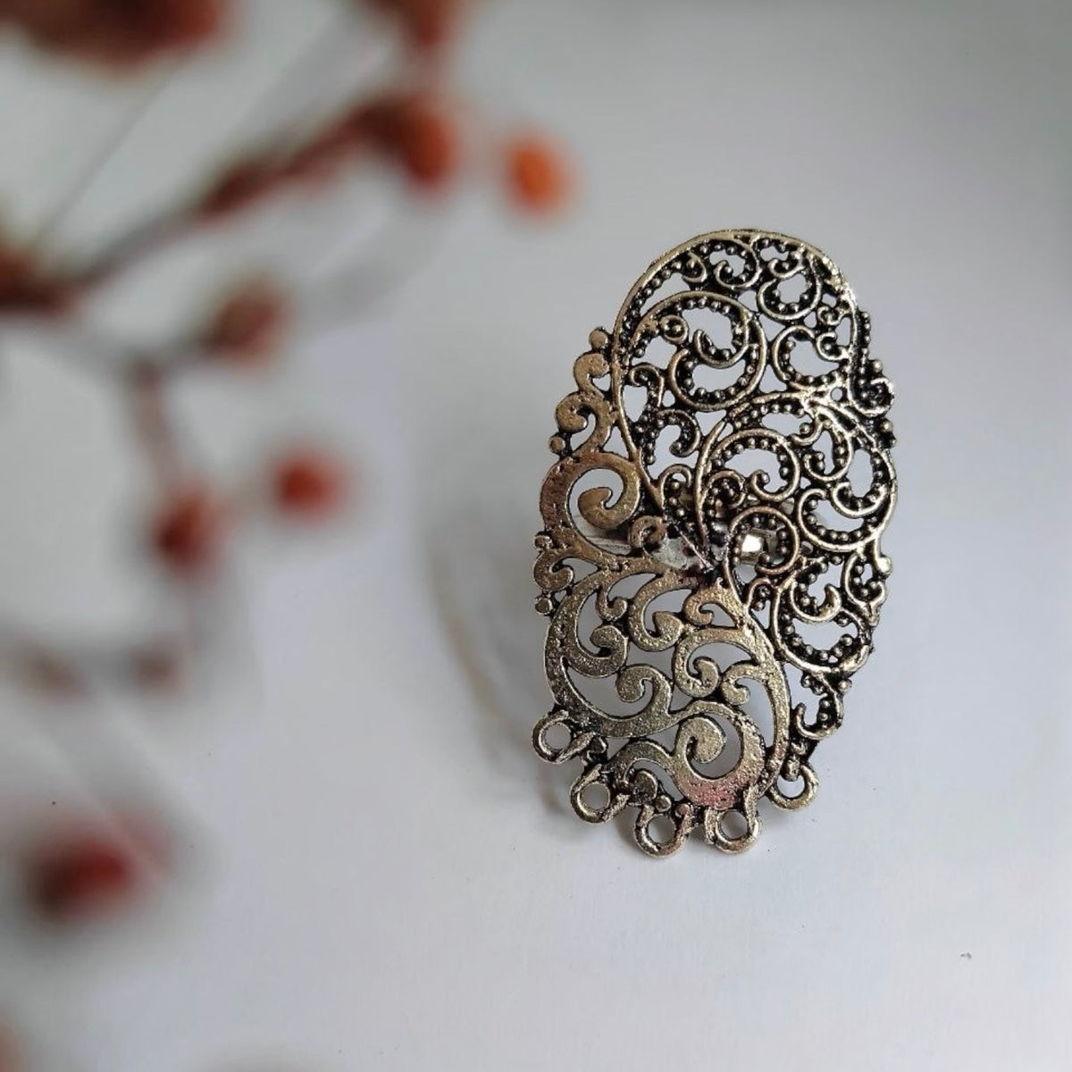 KINARA OXIDIZED FINISH STONE RING R94