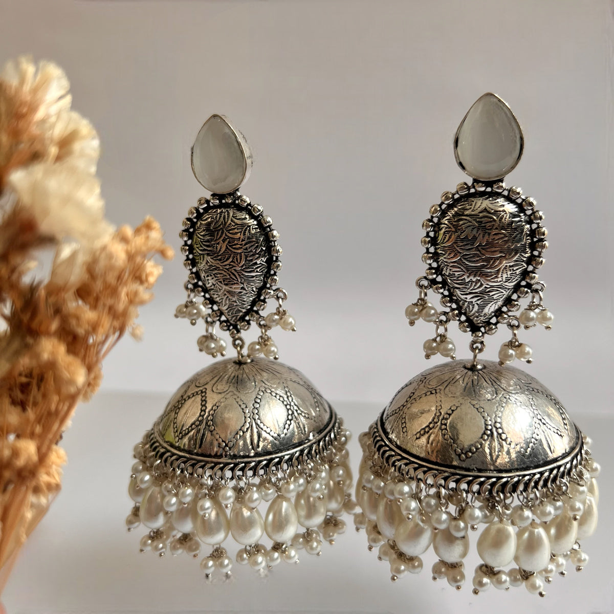 JONIDA SILVER LOOK ALIKE HANDMADE JHUMKAS ER578
