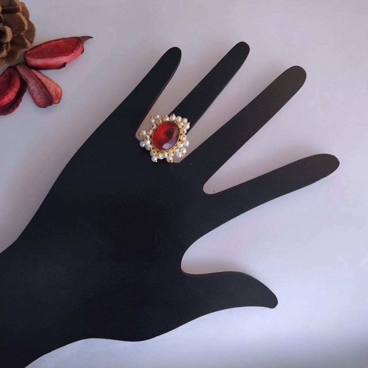 ISHIKA GOLD TONED NATURAL STONE HANDMADE FINGER RING R21