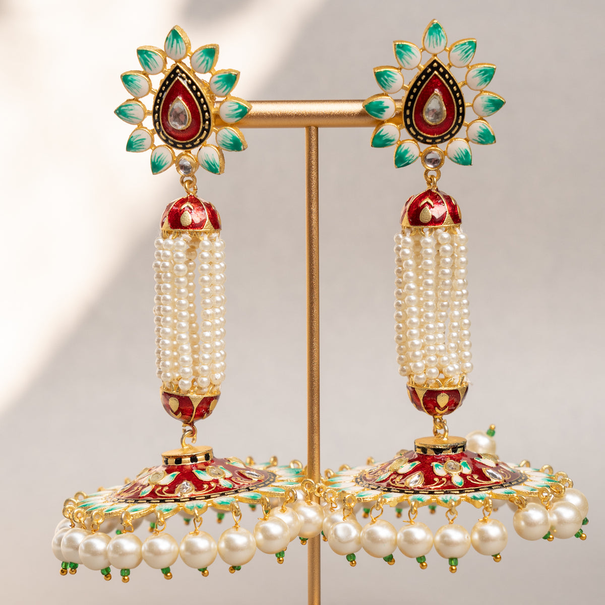 GOLD-TONE MEENAKARI SEMI HANDMADE JHUMKAS EARRINGS ER86