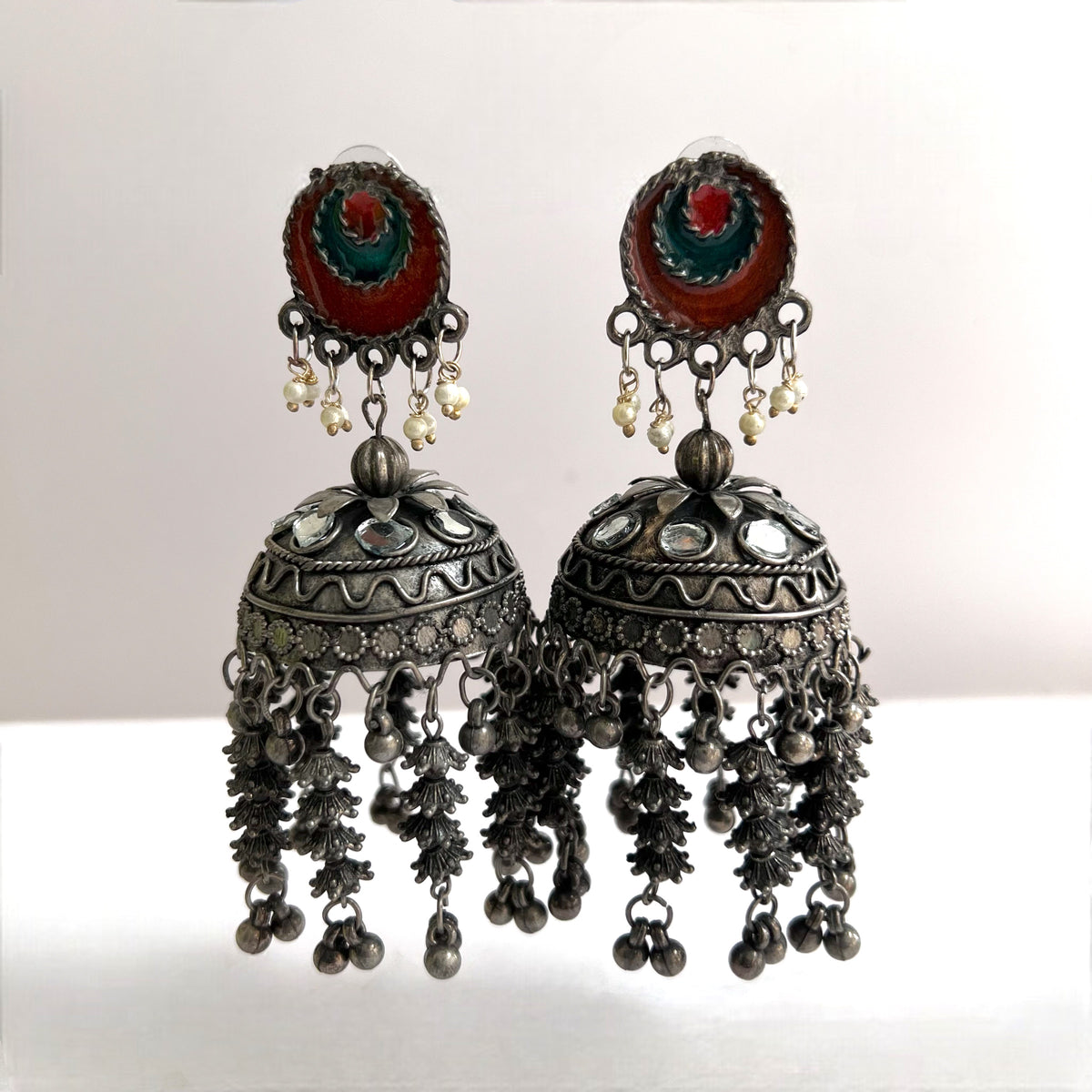 CIRCLE CUTY AFGHANI MEENA RAW AND RUSTIC AND VINTAGE JUMBO JHUMKAS AF32
