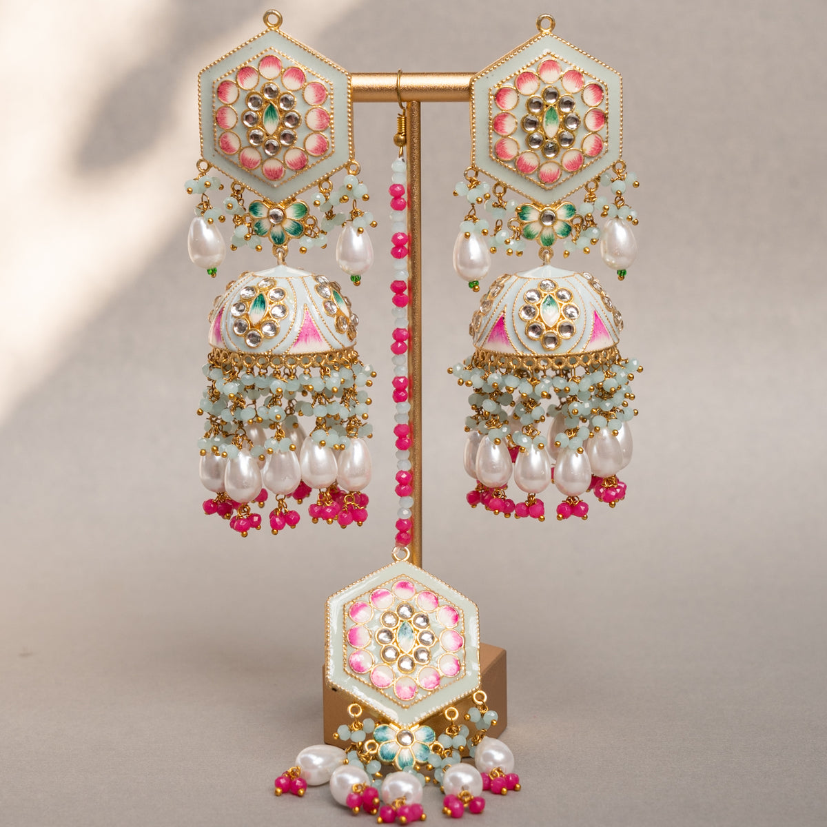 GOLD-TONE MEENAKARI SEMI HANDMADE JHUMKAS EARRINGS ER85