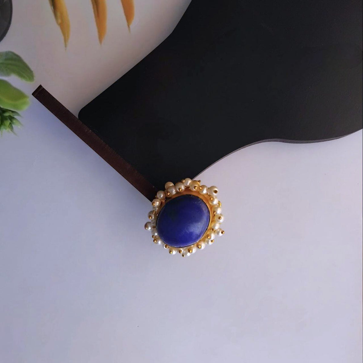 ISHIKA GOLD TONED NATURAL STONE HANDMADE FINGER RING R21