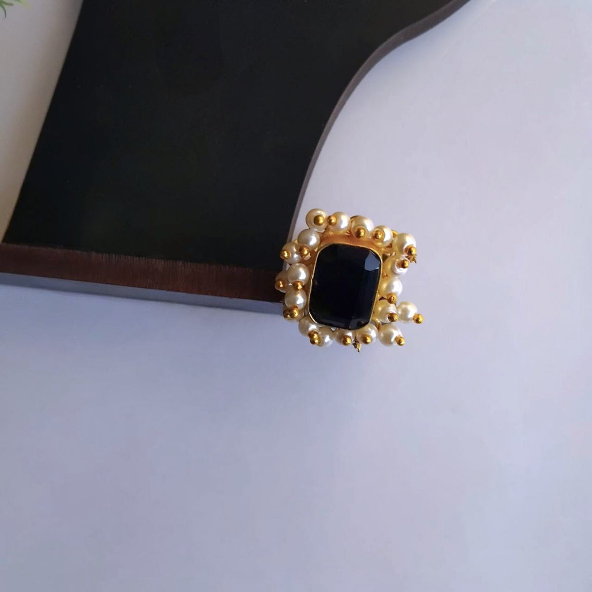 ISHIKA GOLD TONED NATURAL STONE HANDMADE FINGER RING R21