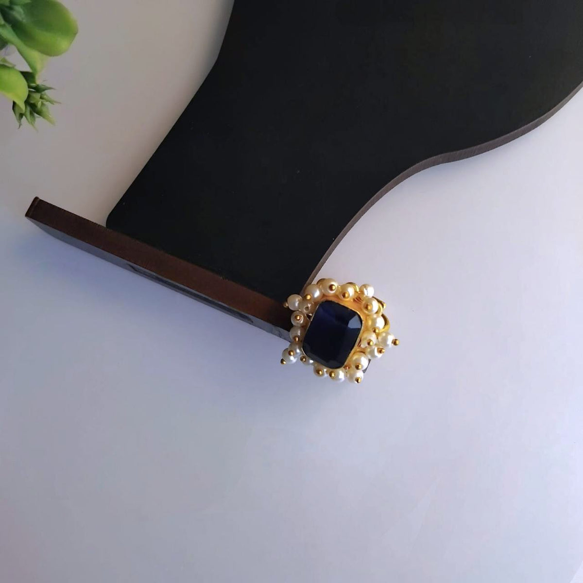 ISHIKA GOLD TONED NATURAL STONE HANDMADE FINGER RING R21