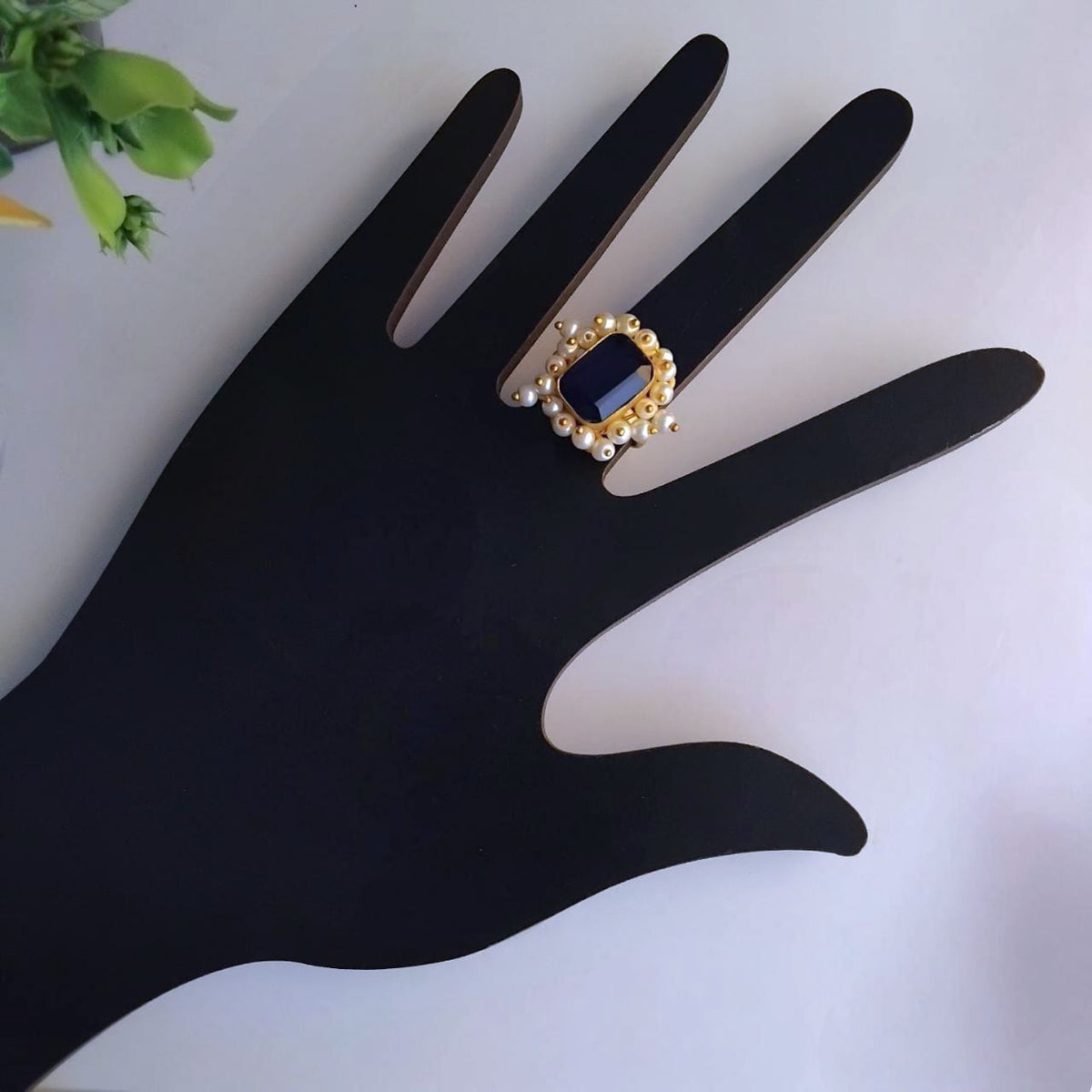 ISHIKA GOLD TONED NATURAL STONE HANDMADE FINGER RING R21