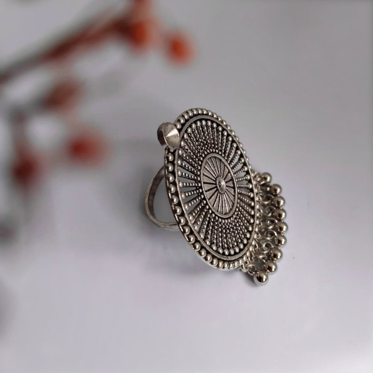 SHINARA OXIDIZED FINISH STONE RING R92