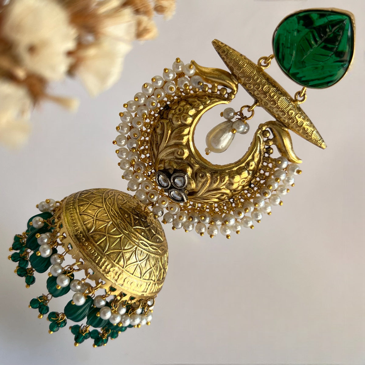 KEREN SILVER LOOK ALIKE GOLD-TONED SILVER POLISH HANDMADE JHUMKA ER563