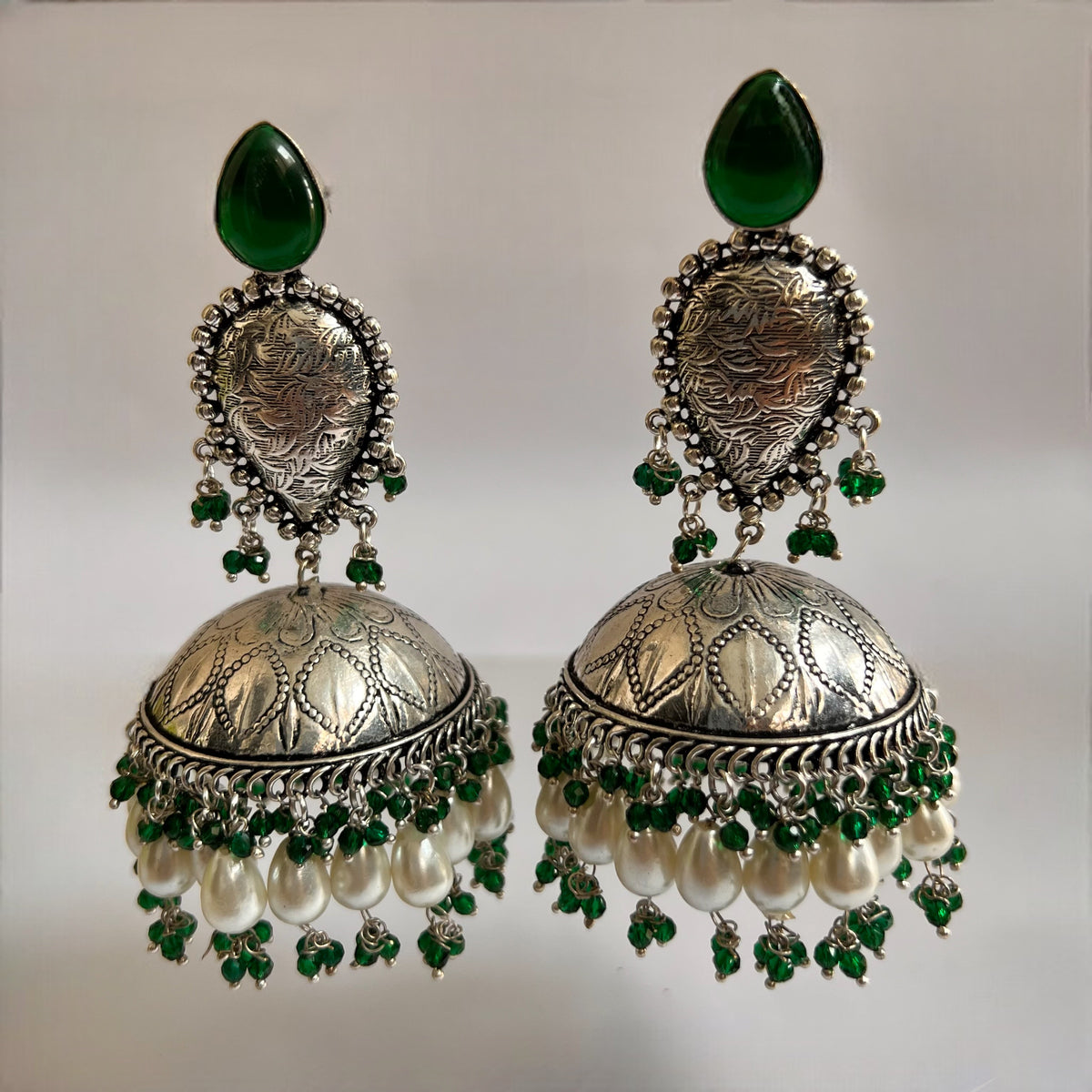 JONIDA SILVER LOOK ALIKE HANDMADE JHUMKAS ER578