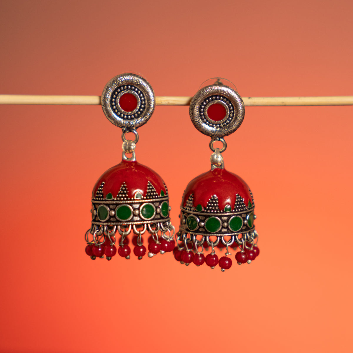 SONNET OXIDIZED ANTIQUE FINISH SEMI HANDMADE EARRINGS/JHUMKAS ER794