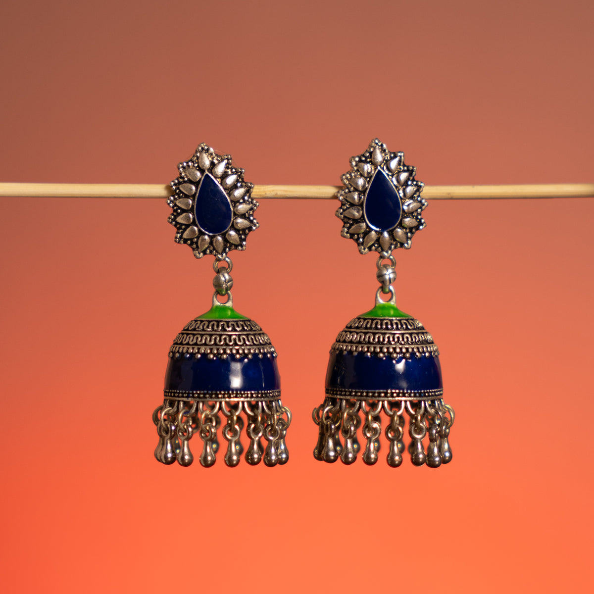 SONNET OXIDIZED ANTIQUE FINISH SEMI HANDMADE EARRINGS/JHUMKAS ER794