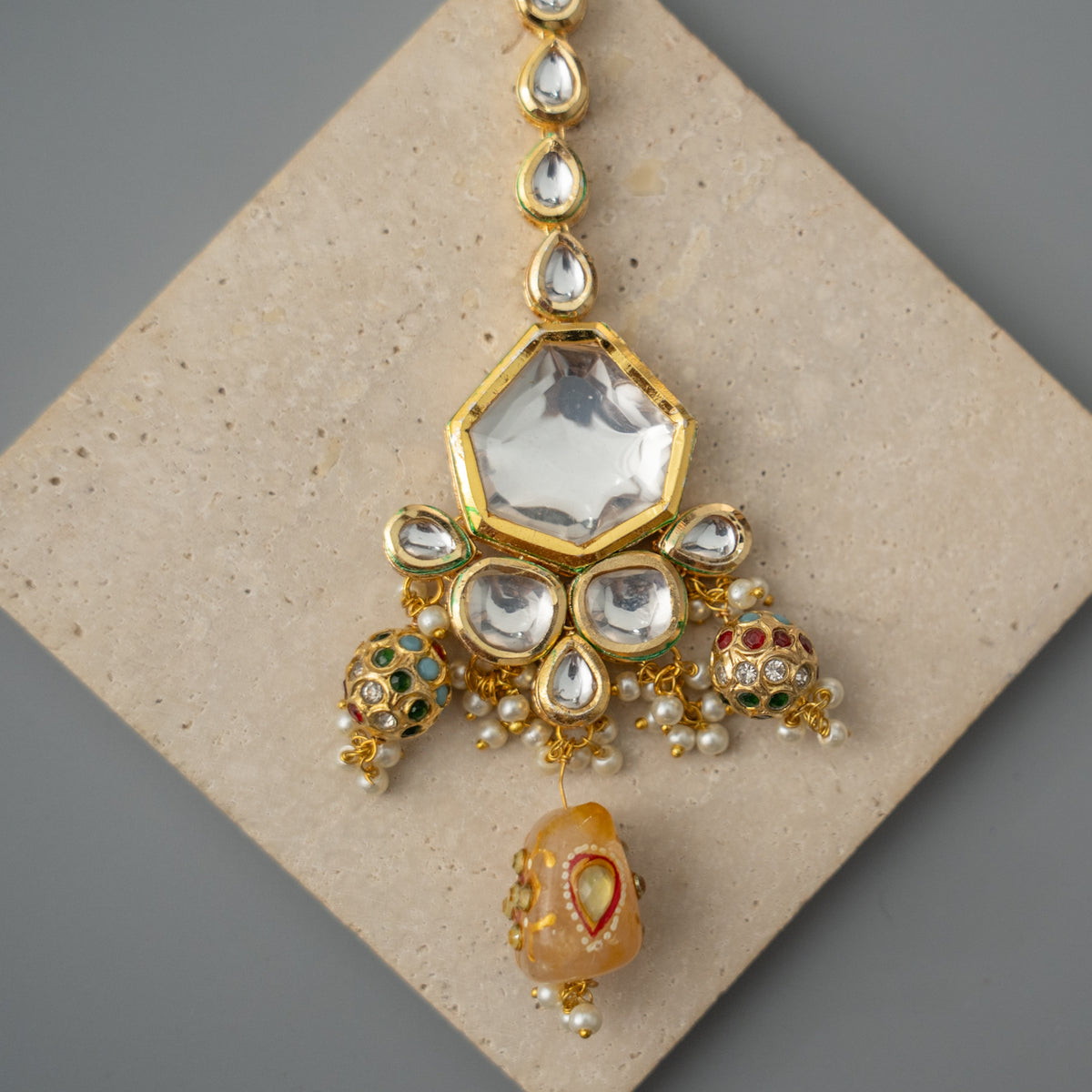 ROWAN BIJOUX PREMIUM BRIDAL KUNDAN HAND PAINTED RAWSTONE CHOKER/NECKLACE CH394