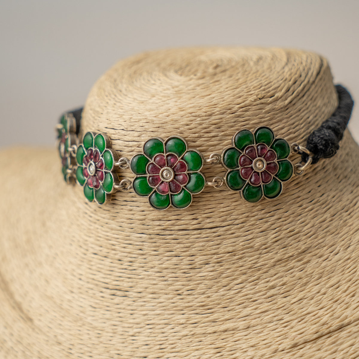 ADIRANA SEMI HANDMADE ANTIQUE NECKPIECE/CHOKER WITH STUD CH498.