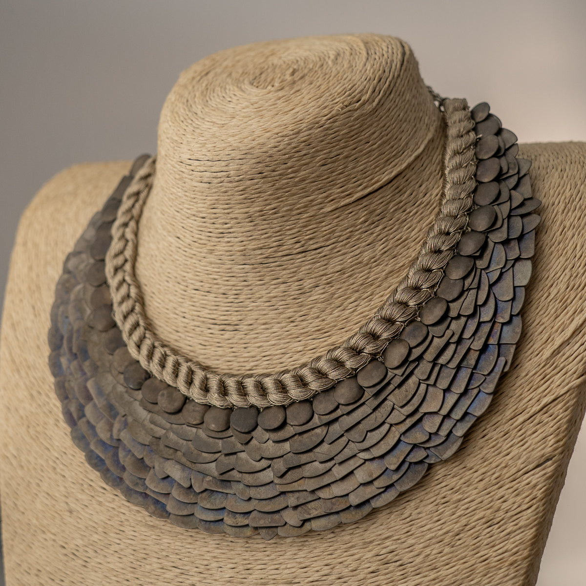 ELLA BIJOUX PREMIUM BRASS FLAKES HANDMADE ANTIQUE NECKPIECE/NECKLACE WITH EARRING NL274