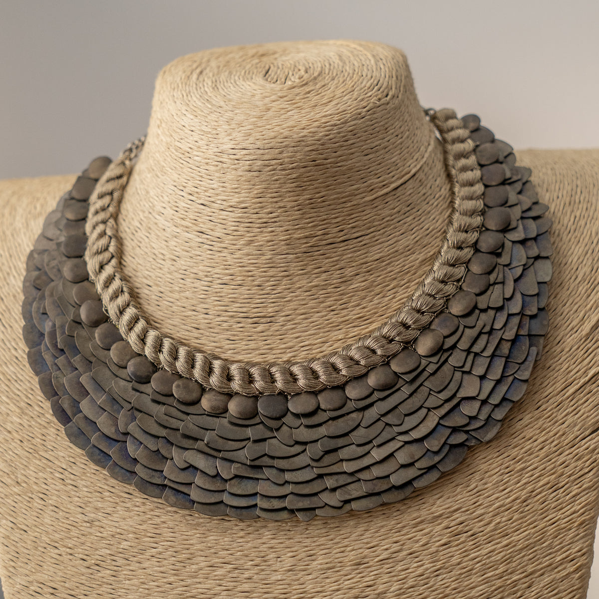 ELLA BIJOUX PREMIUM BRASS FLAKES HANDMADE ANTIQUE NECKPIECE/NECKLACE WITH EARRING NL274