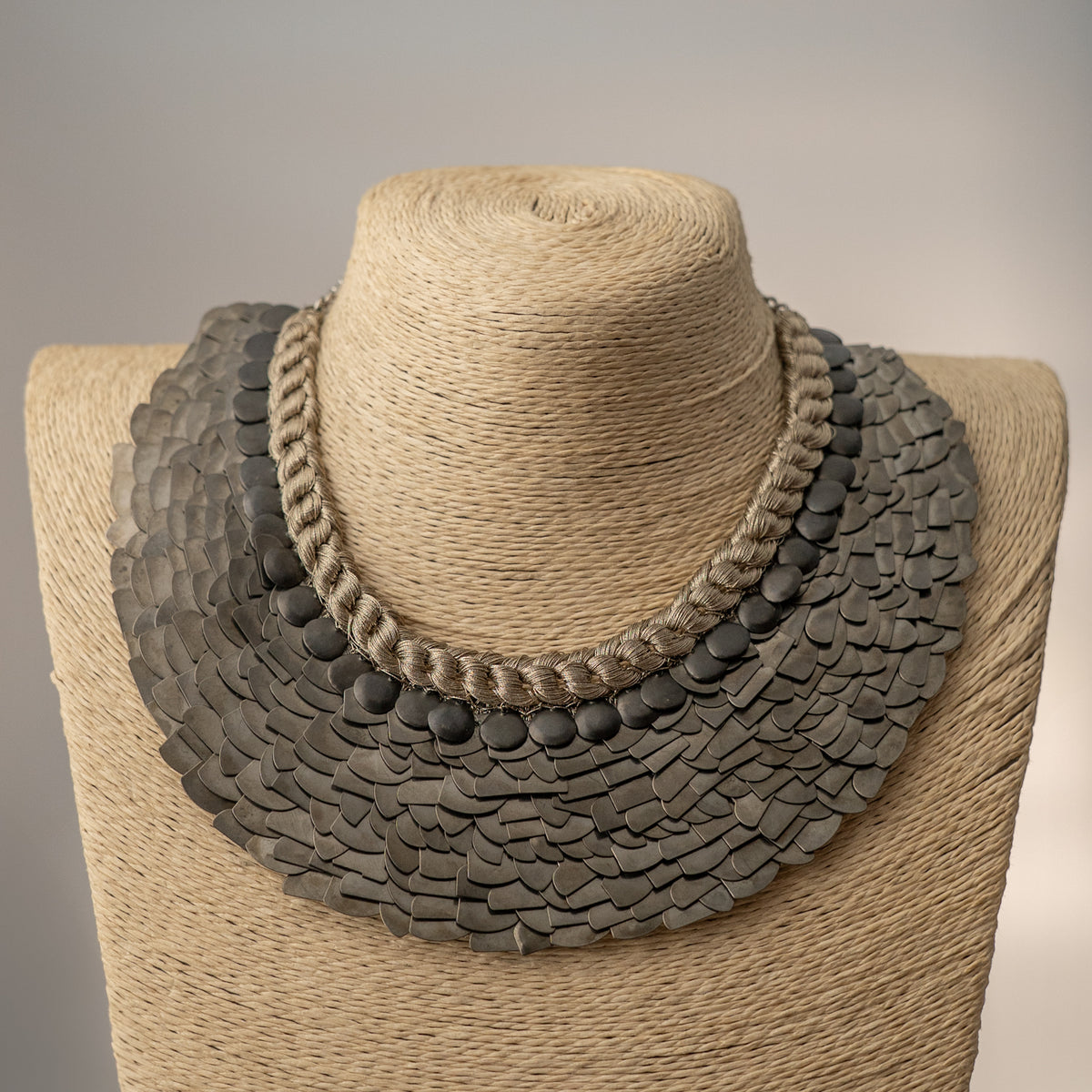 ELLA BIJOUX PREMIUM BRASS FLAKES HANDMADE ANTIQUE NECKPIECE/NECKLACE WITH EARRING NL274