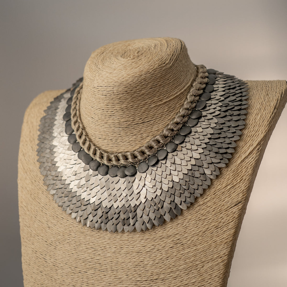 ELLA BIJOUX PREMIUM BRASS FLAKES HANDMADE ANTIQUE NECKPIECE/NECKLACE WITH EARRING NL274