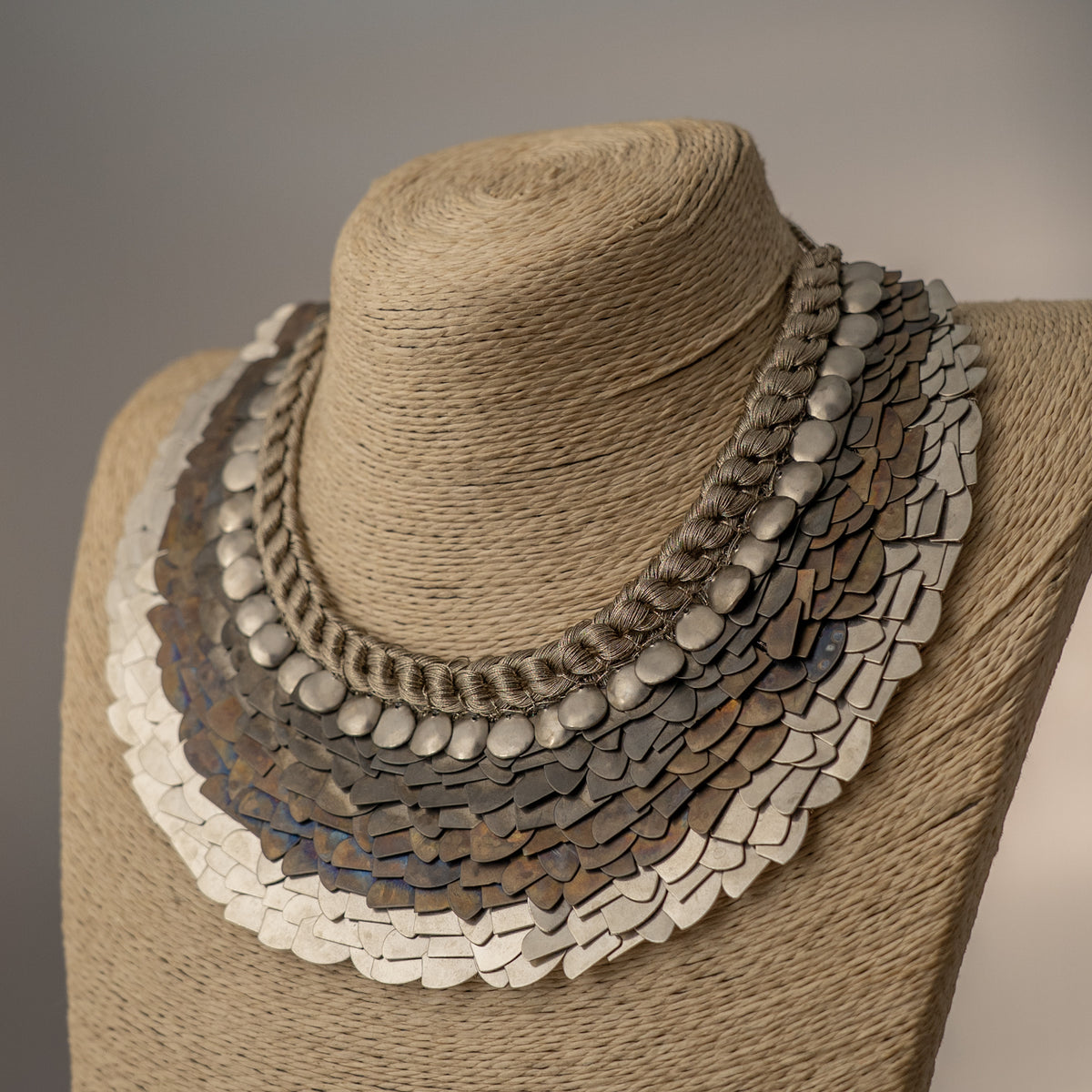 ELLA BIJOUX PREMIUM BRASS FLAKES HANDMADE ANTIQUE NECKPIECE/NECKLACE WITH EARRING NL274