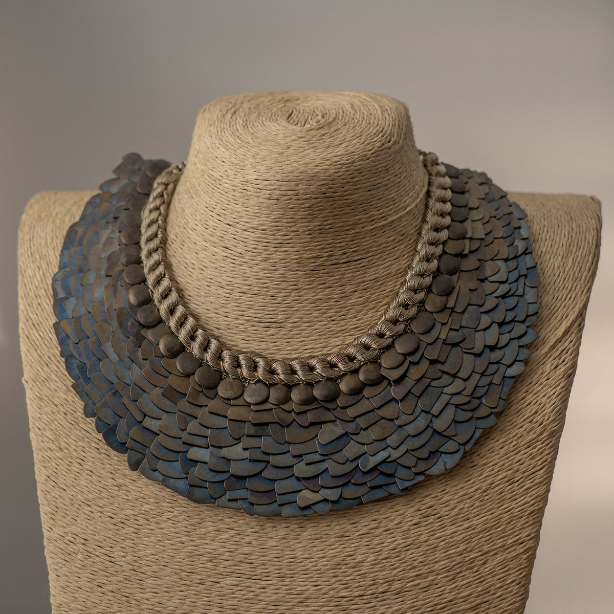 ELLA BIJOUX PREMIUM BRASS FLAKES HANDMADE ANTIQUE NECKPIECE/NECKLACE WITH EARRING NL274