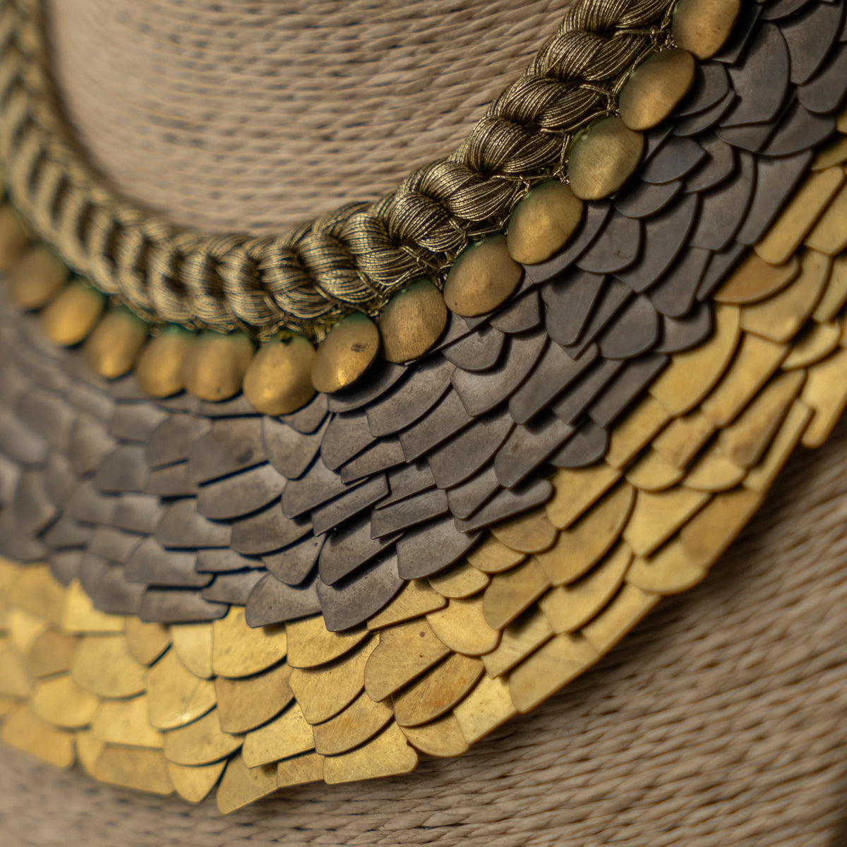 ELLA BIJOUX PREMIUM BRASS FLAKES HANDMADE ANTIQUE NECKPIECE/NECKLACE WITH EARRING NL274