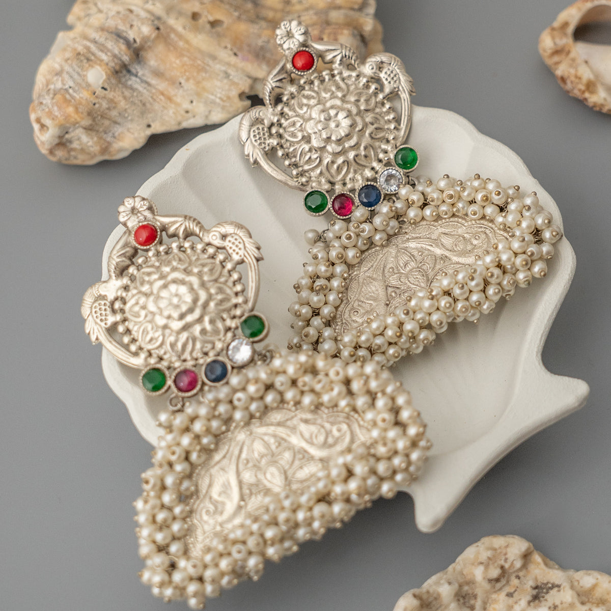 DAYANA SILVER LOOK LIKE A SEMI HANDMADE EARRINGS/DANGLER ER932