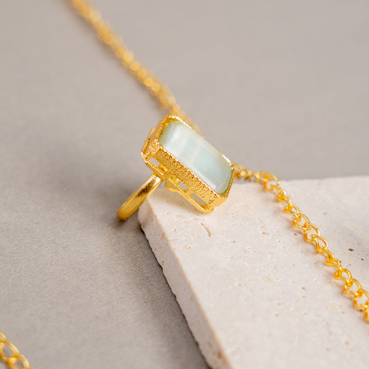 ELENA GOLD AND RUSTIC TONED HANDMADE HAND MADE NECKLAC EARRINGS WITH RING OF15