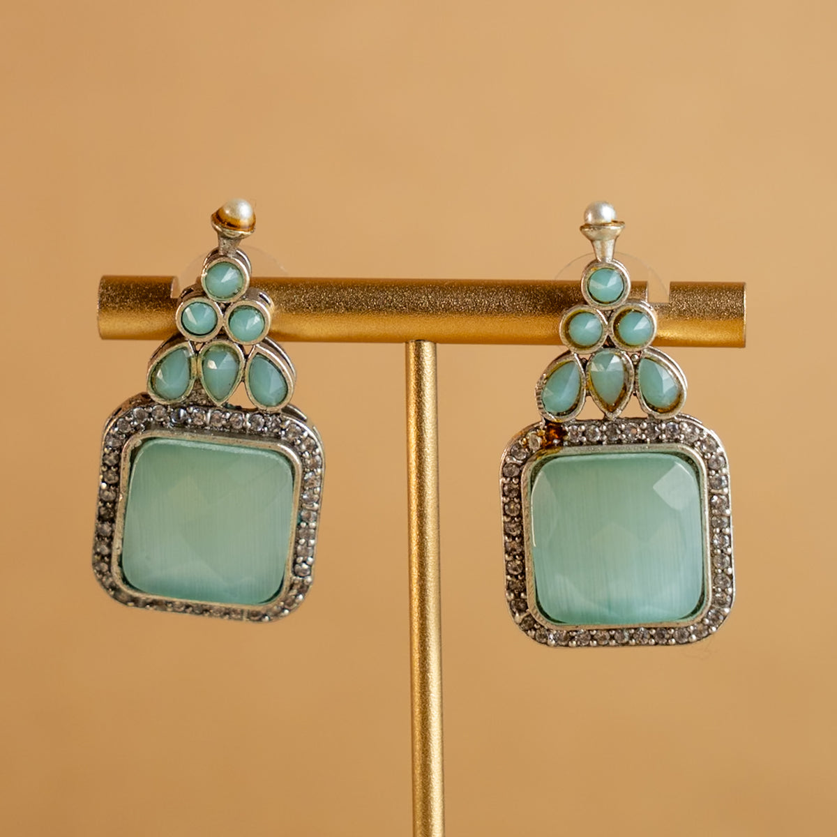 NAYANA PREMIUM FAUX SILVER SEMI HANDMADE ANTIQUE NECKPIECE/NECKLACE EARRINGS NL43