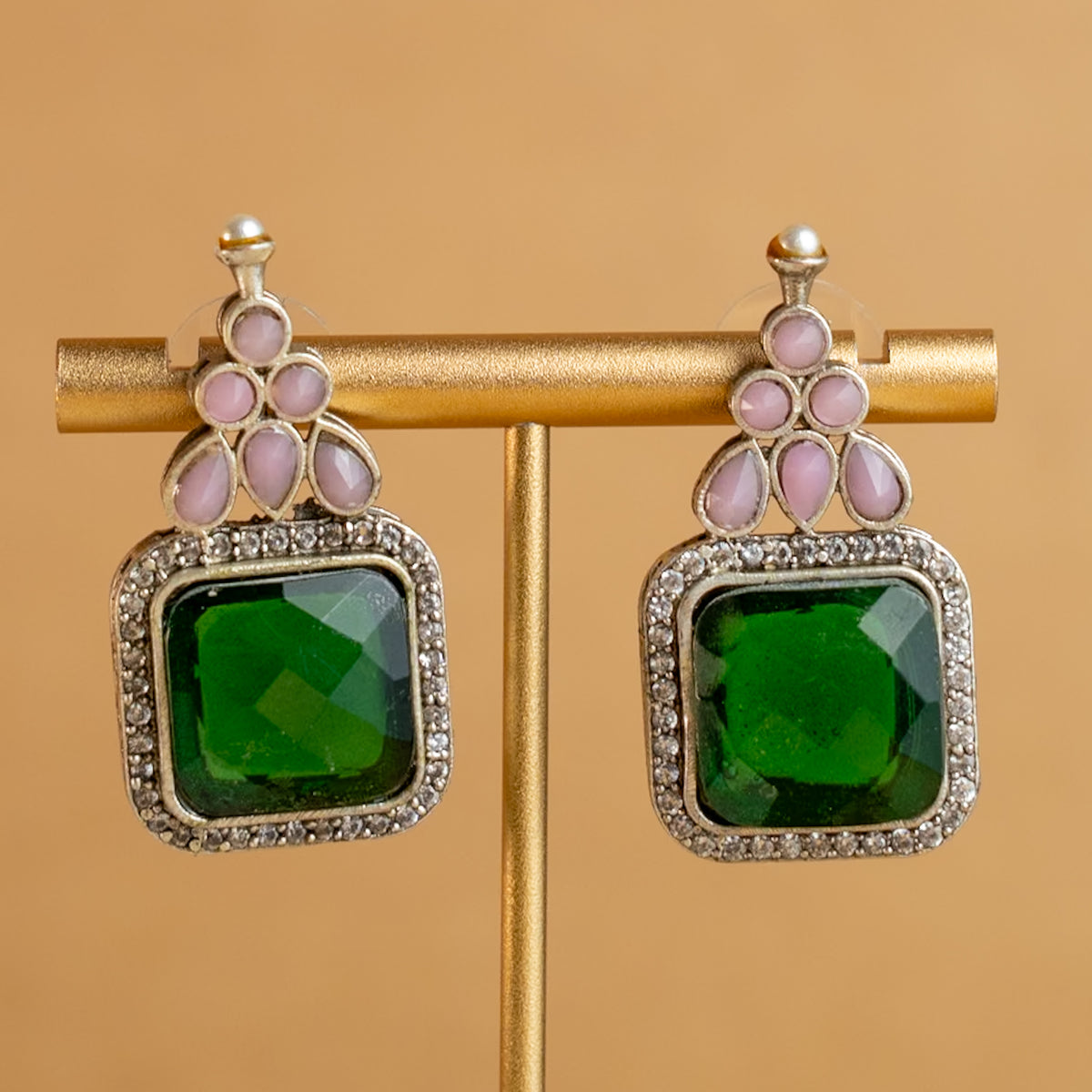 NAYANA PREMIUM FAUX SILVER SEMI HANDMADE ANTIQUE NECKPIECE/NECKLACE EARRINGS NL43