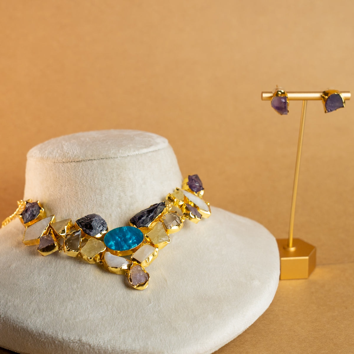 CHANDNI BIJOUX PREMIUM SEMI HANDMADE ANTIQUE NECKPIECE/NECKLACE WITH EARRING NL270