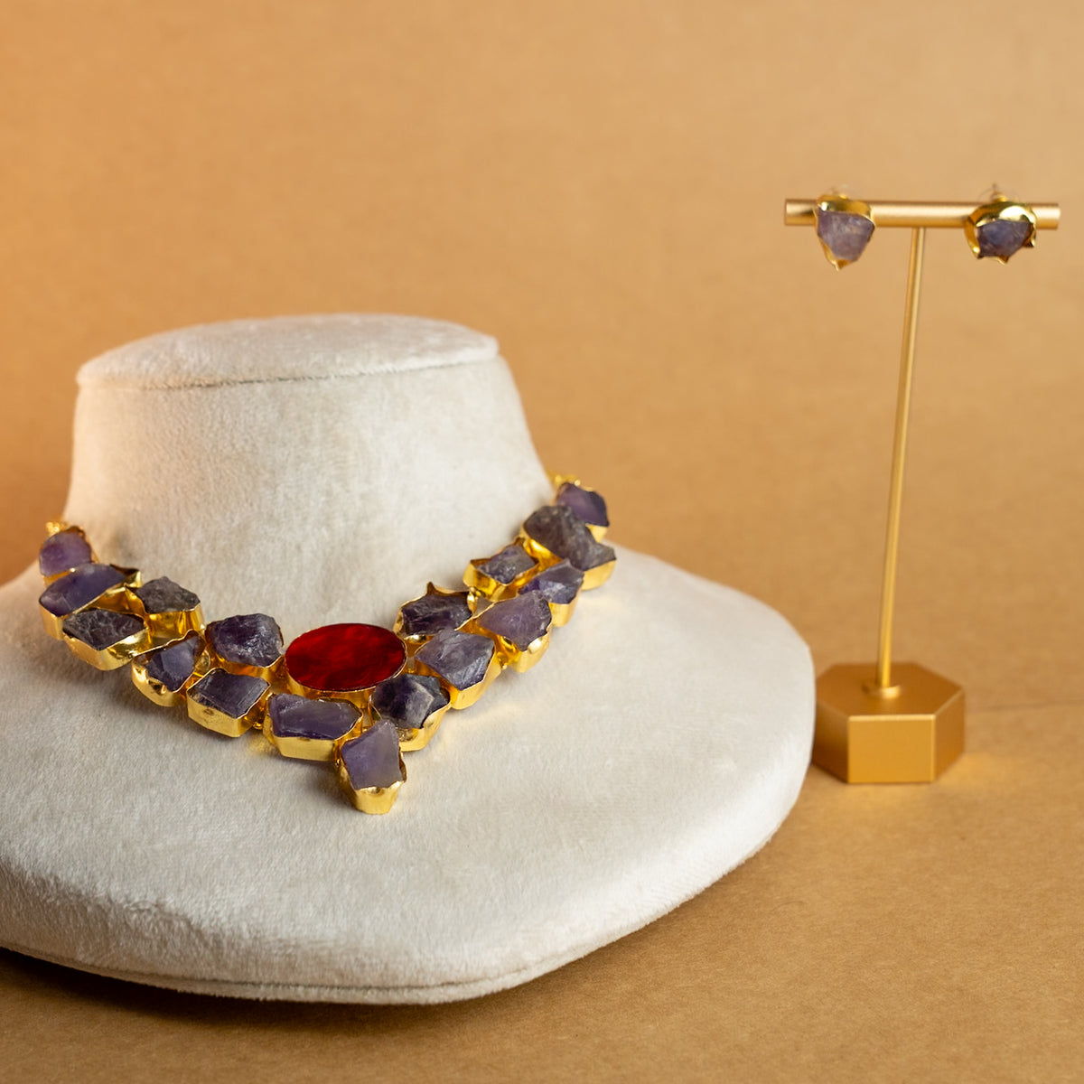 CHANDNI BIJOUX PREMIUM SEMI HANDMADE ANTIQUE NECKPIECE/NECKLACE WITH EARRING NL270