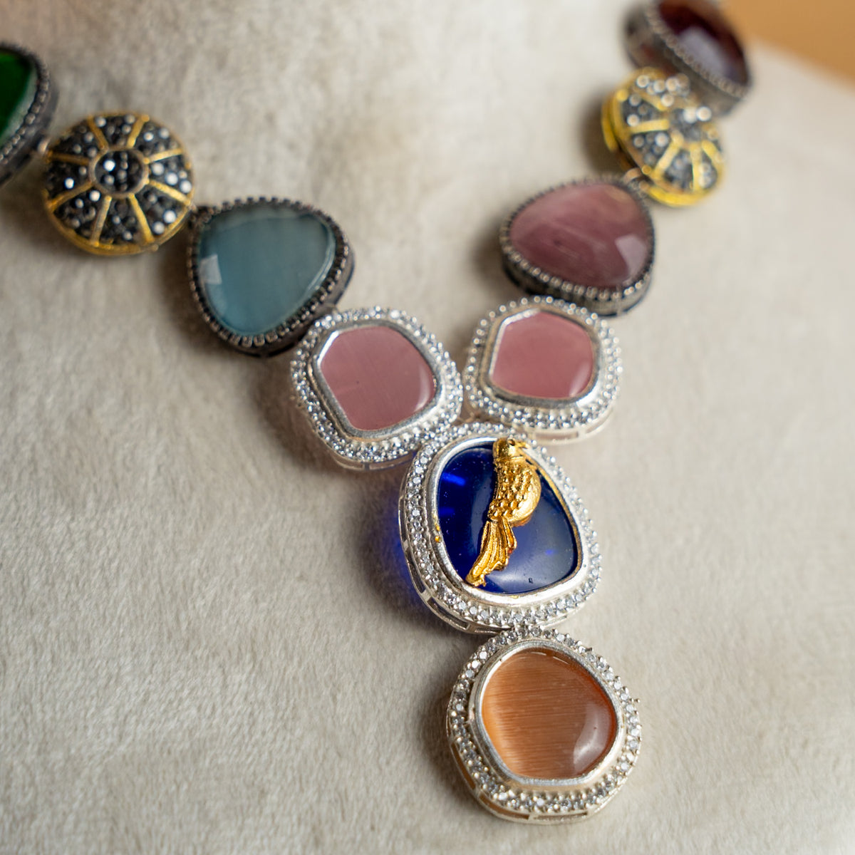 BHAVYA SEMI HANDMADE ANTIQUE NECKPIECE/NECKLACE WITH EARRING NL263