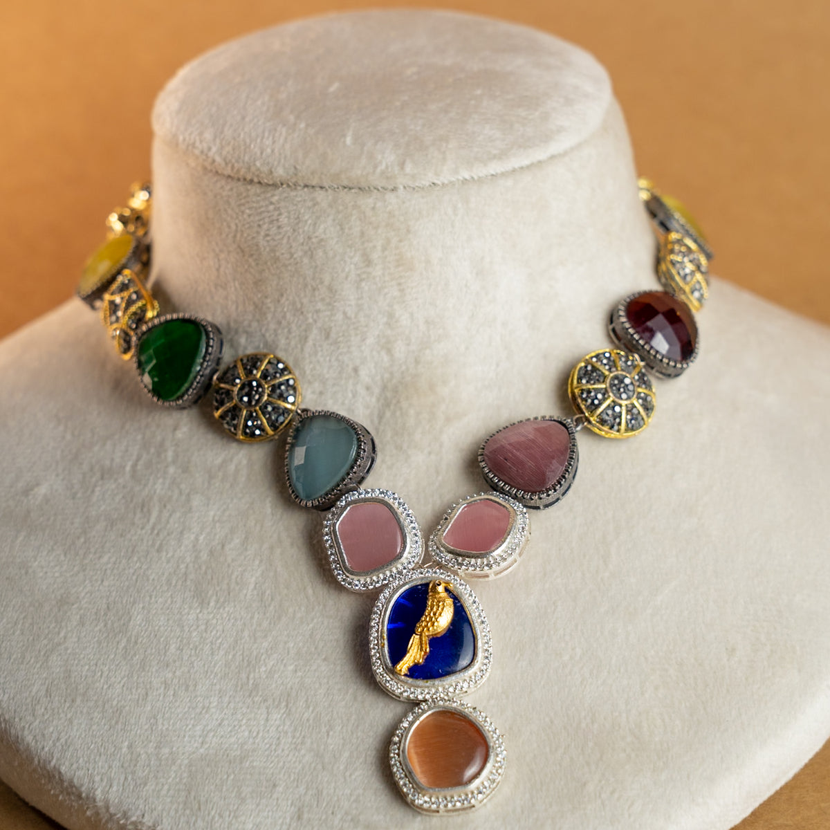 BHAVYA SEMI HANDMADE ANTIQUE NECKPIECE/NECKLACE WITH EARRING NL263