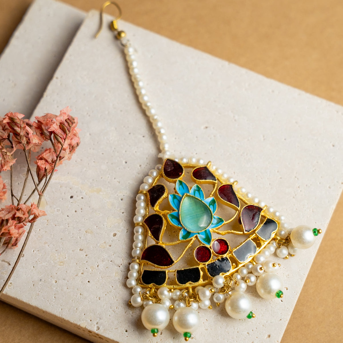 METHI SEMI HANDMADE HALDI NECKLACE WITH EARRING AND TIKKA NL53