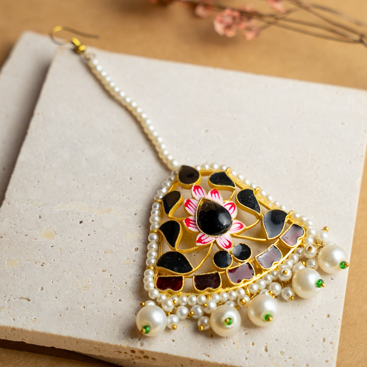 METHI SEMI HANDMADE HALDI NECKLACE WITH EARRING AND TIKKA NL53