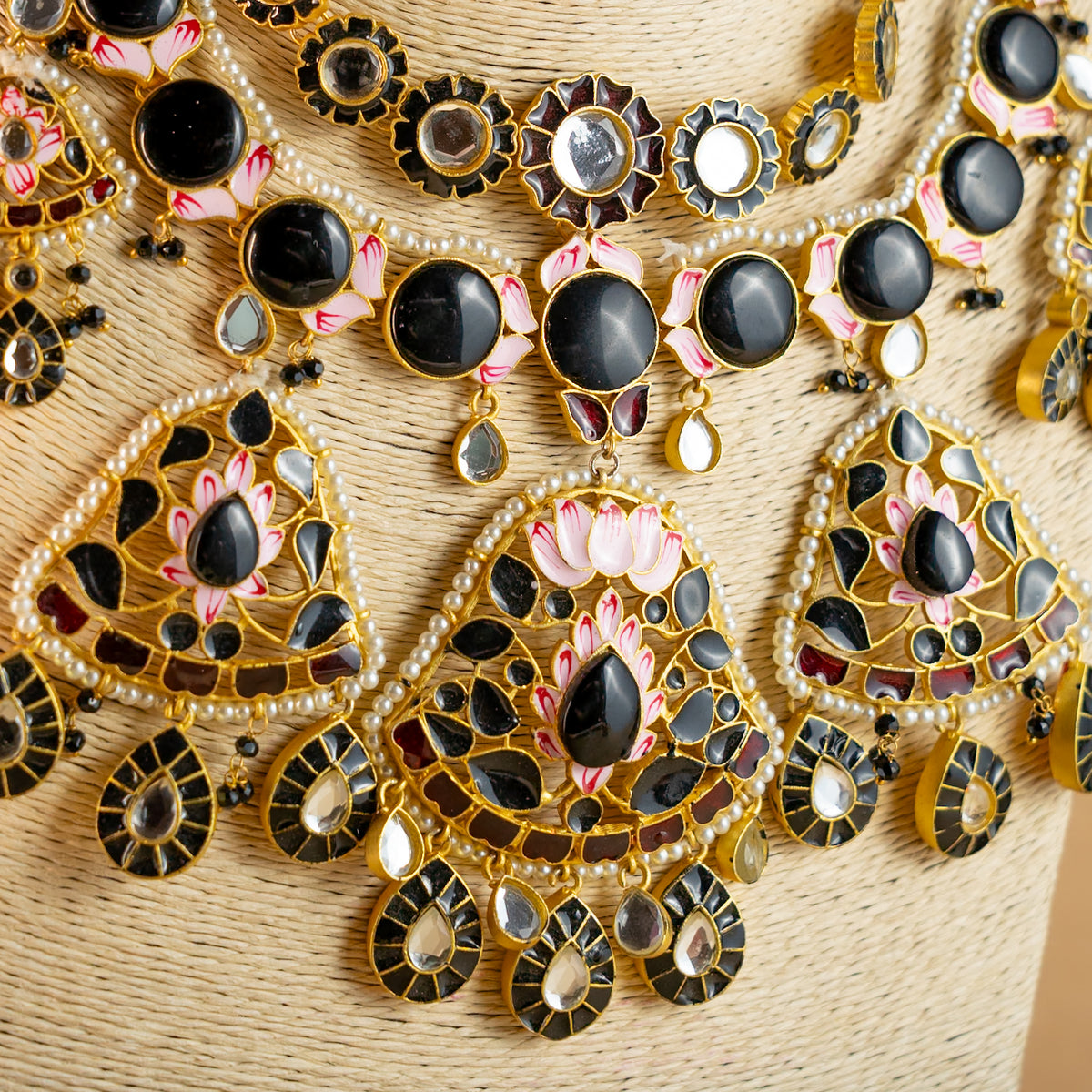 METHI SEMI HANDMADE HALDI NECKLACE WITH EARRING AND TIKKA NL53