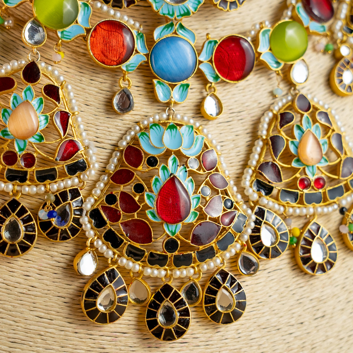 METHI SEMI HANDMADE HALDI NECKLACE WITH EARRING AND TIKKA NL53