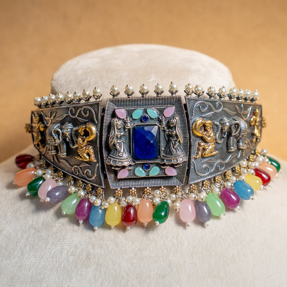 EVELYN BIJOUX PREMIUM RAW AND RUSTIC SEMI  HANDMADE CHOKER WITH EARRINGS CH337