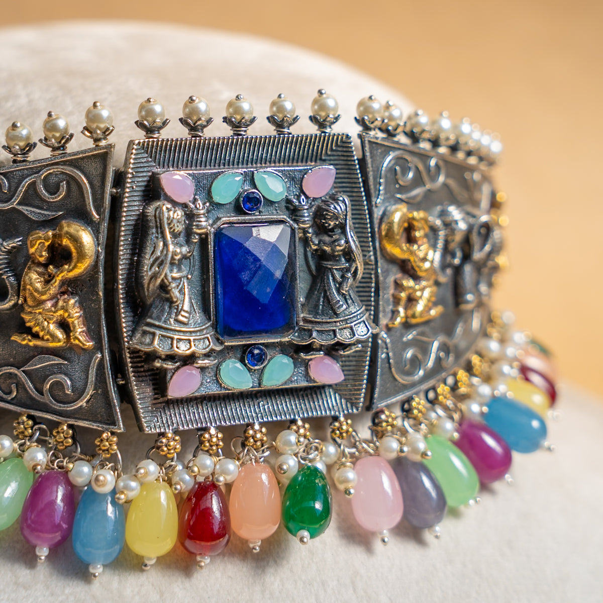 EVELYN BIJOUX PREMIUM RAW AND RUSTIC SEMI  HANDMADE CHOKER WITH EARRINGS CH337