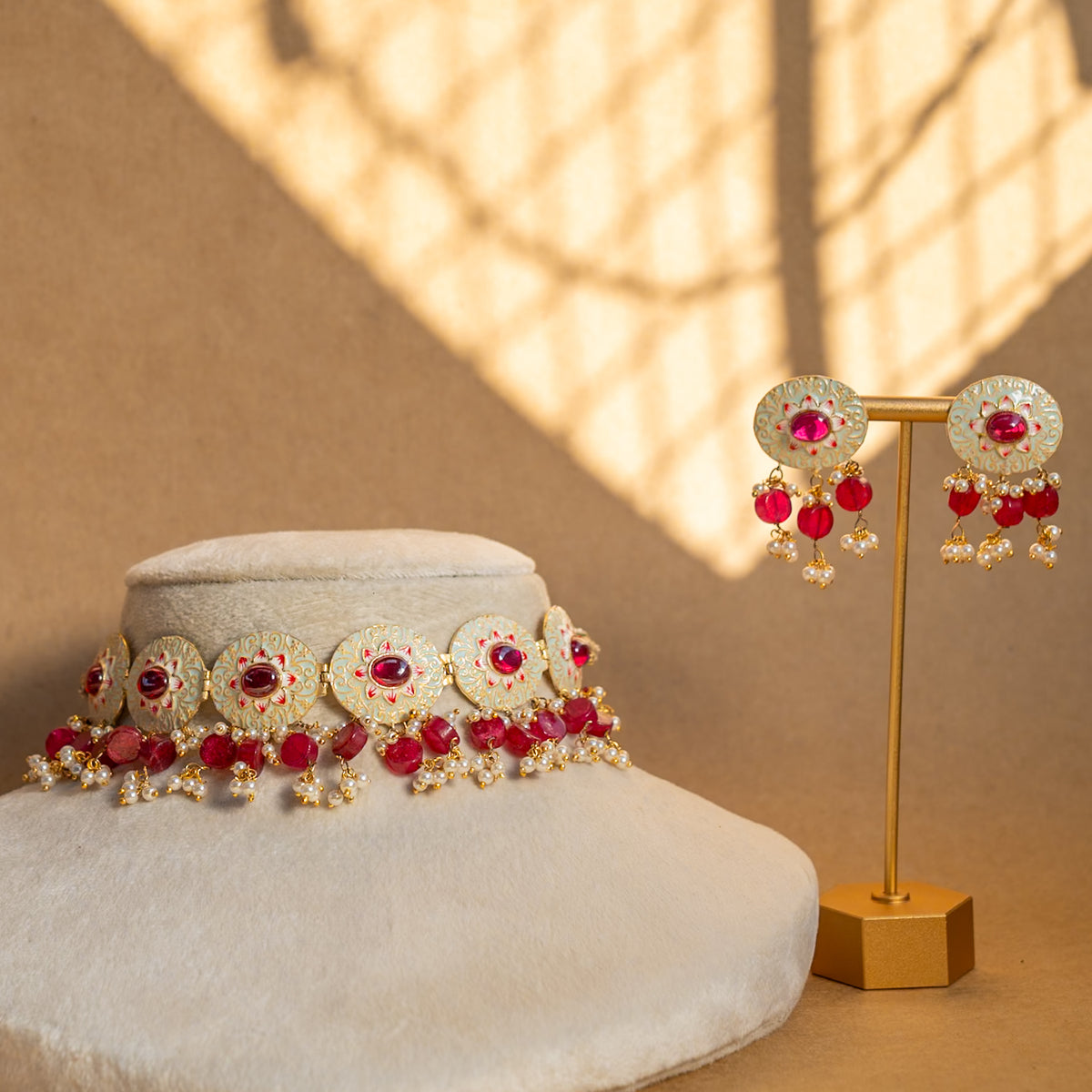 ROSY ONEX BEADS BIJOUX PREMIUM AND EXCLUSIVE HANDMADE CHOKER WITH EARRINGS CH209