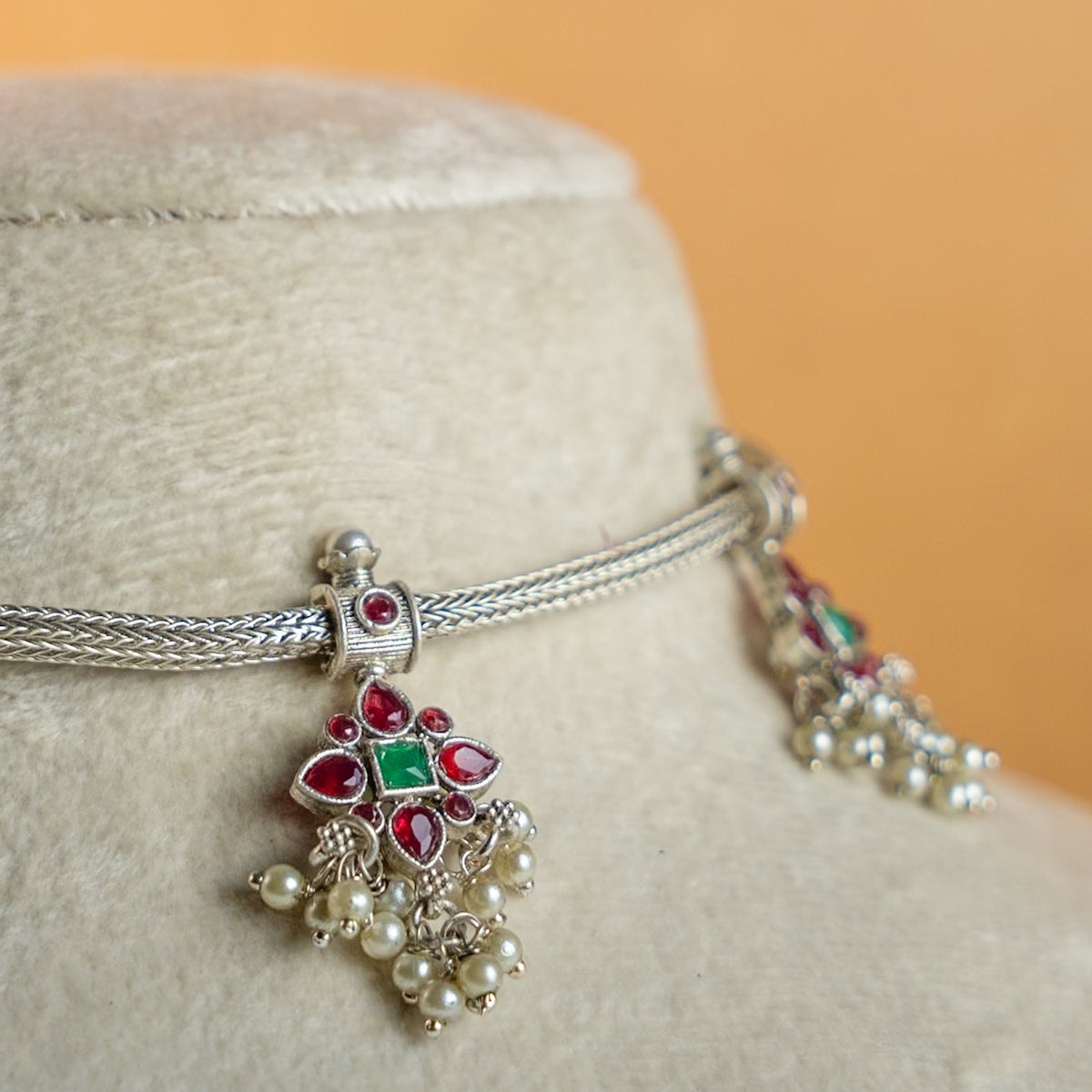 MILLA BIJOUX OXIDIZED ATTIYAL NECKPIECE/CHOKER WITH EARRINGS CH320