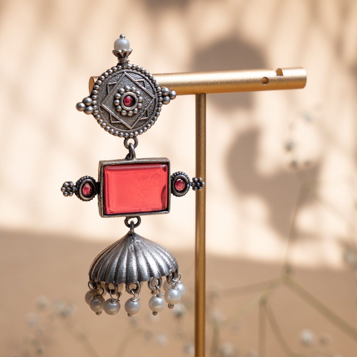 AYRA FAUX SILVER  SEMI HANDMADEANTIQUE EARRINGS/JHUMKAS ER789