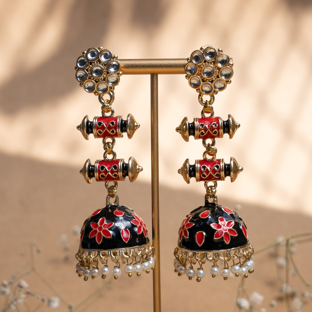 LILLIAN GOLD TONE ANTIQUE EARRINGS/JHUMKAS ER840