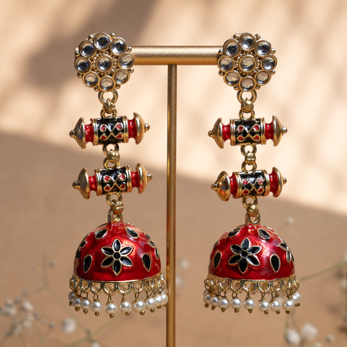 LILLIAN GOLD TONE ANTIQUE EARRINGS/JHUMKAS ER840