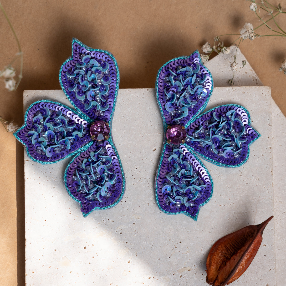 ADELINE FABRIC AND BEADS HANDMADE EARRING ER854