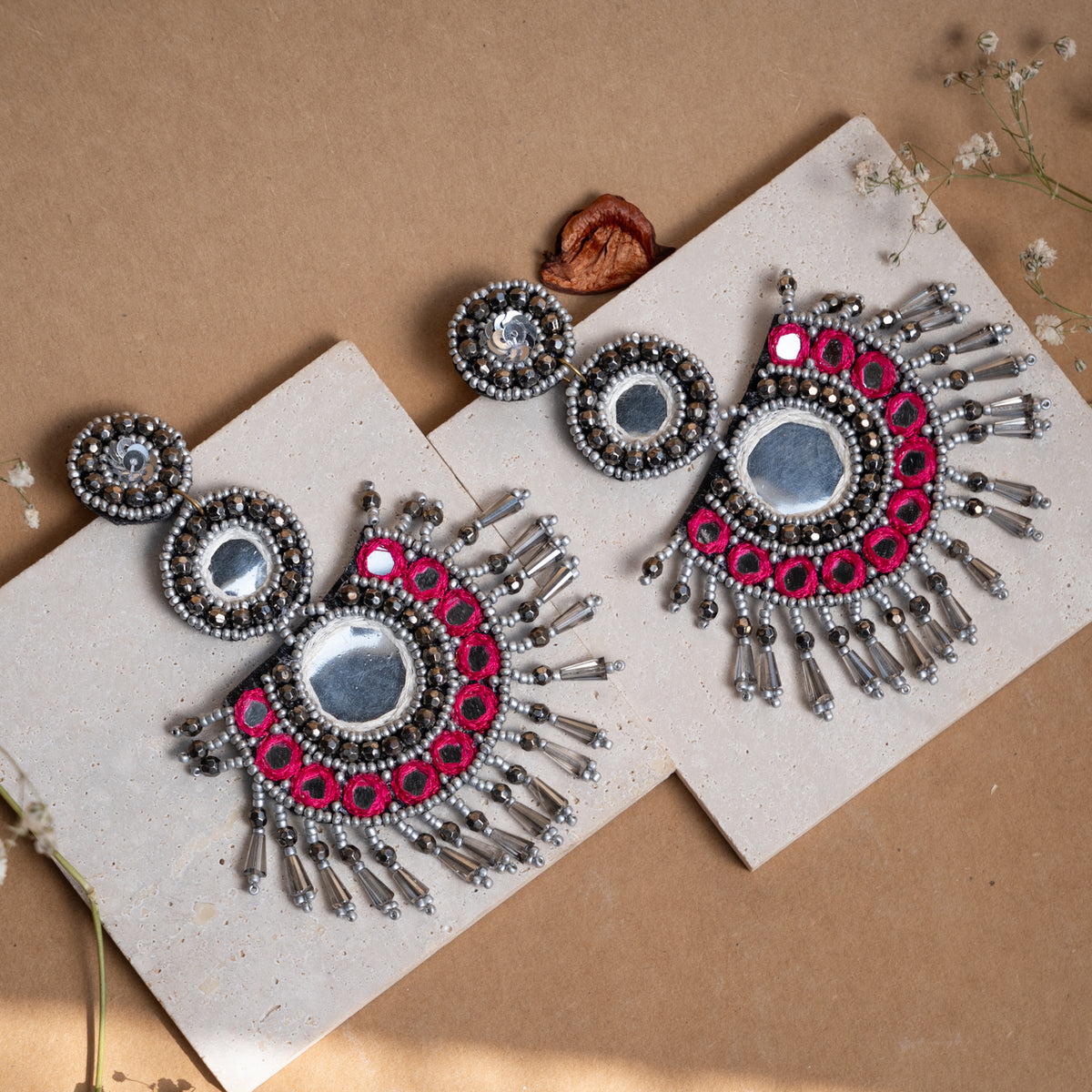 AUDREY FABRIC AND BEADS HANDMADE EARRING ER857